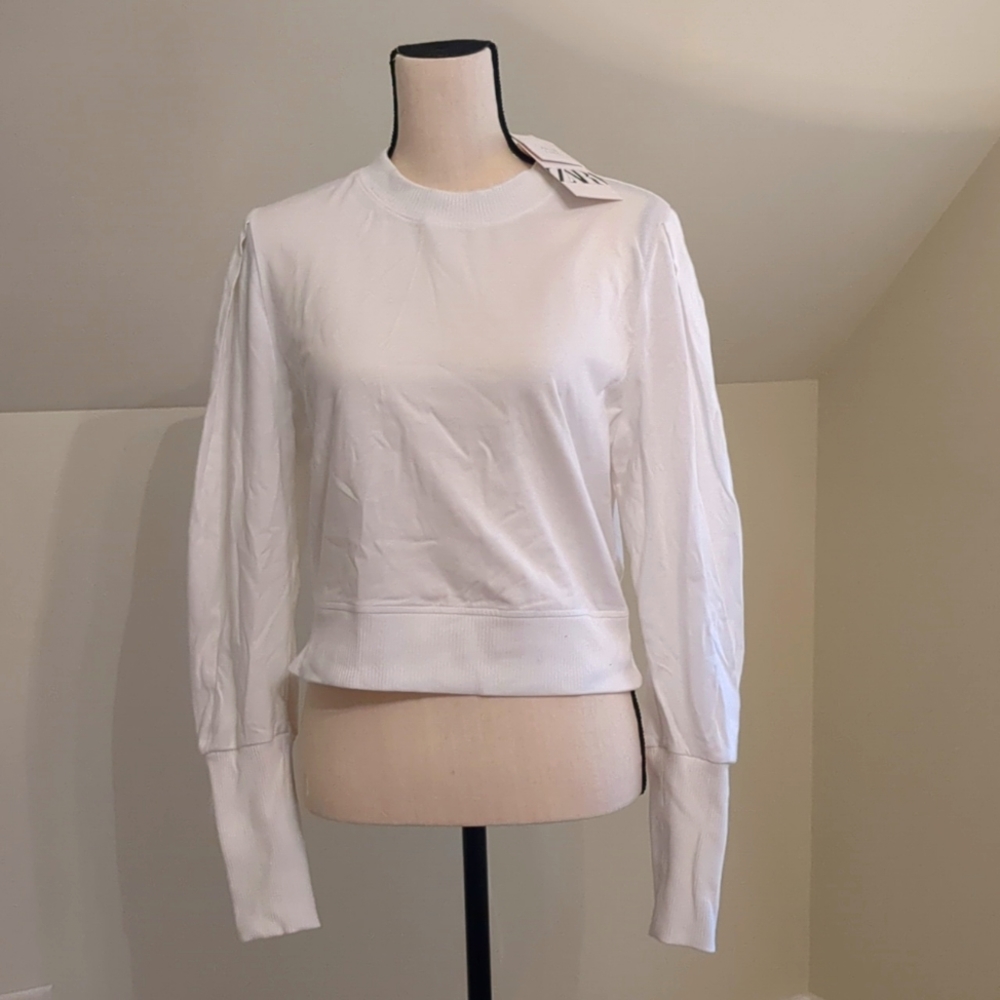 Zara White Sweatshirt Size S; New/Never Worn/Tags Still On